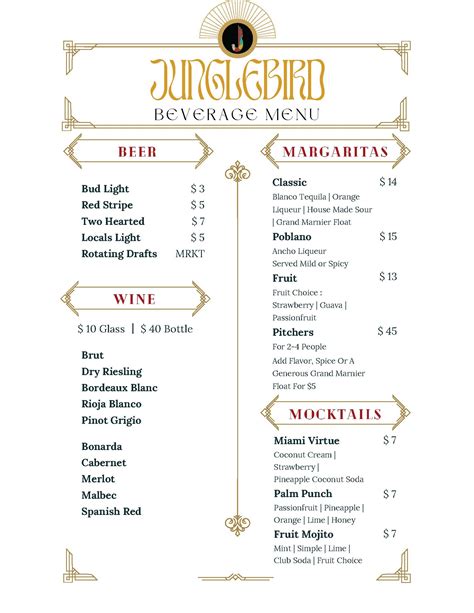 Drink Menu - JungleBird