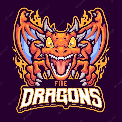 Premium Vector | Fire dragon mascot logo template