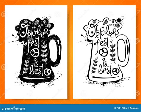 Set of Oktoberfest Posters with Beer Mug. Stock Vector - Illustration ...