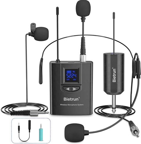 Bietrun UHF Wireless Lavalier Lapel Microphone System/Headset Mic/Stand Mic, 165ft Range ...