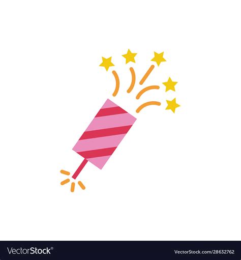 Firework rocket with stars flat style icon Vector Image