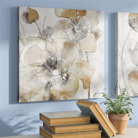 Winston Porter 'Taupe Spring Poppy II' Oil Painting Print on Wrapped Canvas & Reviews | Wayfair.ca