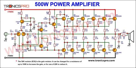 500W Power Amplifier Circuit using c5200 a1943 - TRONICSpro