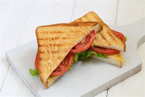 Sandwich with Cheese, Tomato and Ham Stock Image - Image of pork ...