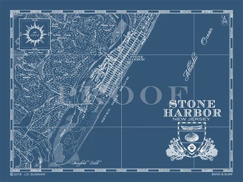 Map of Stone Harbor, NJ (Horizontal) | Custom maps | Bank and Surf – BANK & SURF