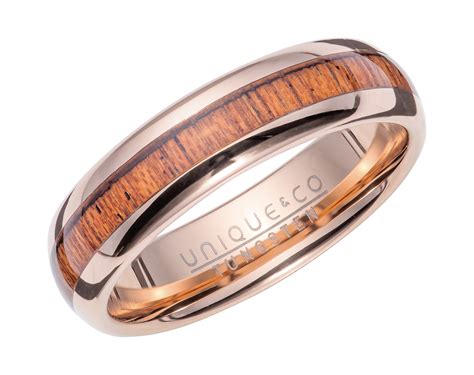 Unique Gents Tungsten Carbide Wood Inlay Ring 62