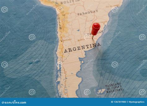 A Pin on Buenos Aires, Argentina in the World Map Stock Photo - Image ...