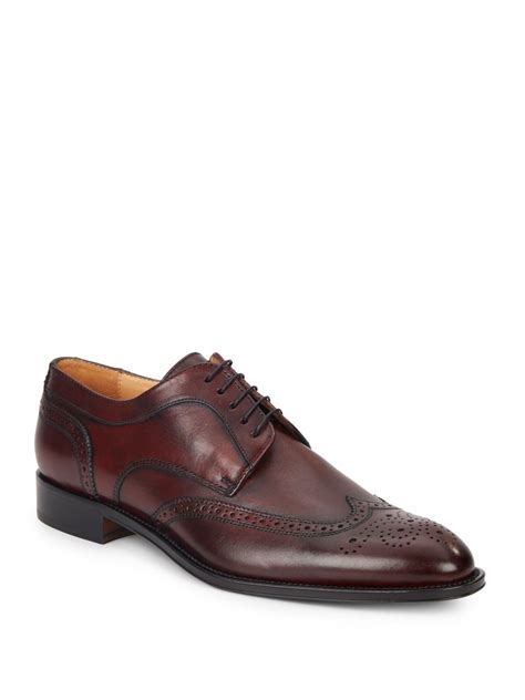 Saks fifth avenue Leather Wingtip Shoes in Purple for Men | Lyst