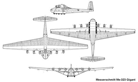 Messerschmitt Me 323 Blueprint - Download free blueprint for 3D modeling