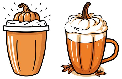 Pumpkin Spice Latte Coffee vector, Fall Latte Coffee illustration ...