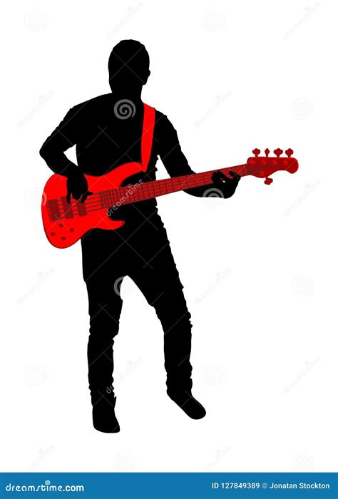 Guitarist Player Vector Silhouette Isolated on White Background ...