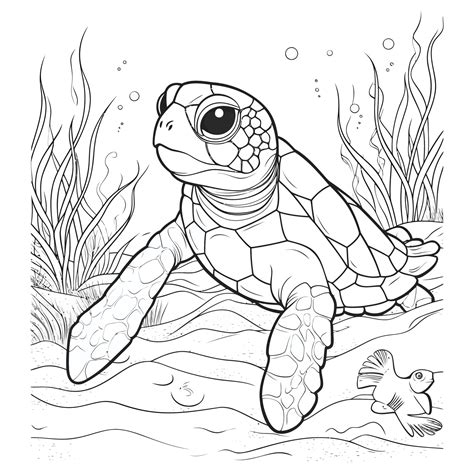 Beautiful Cute Turtle Coloring Pages 22788680 Vector Art at Vecteezy