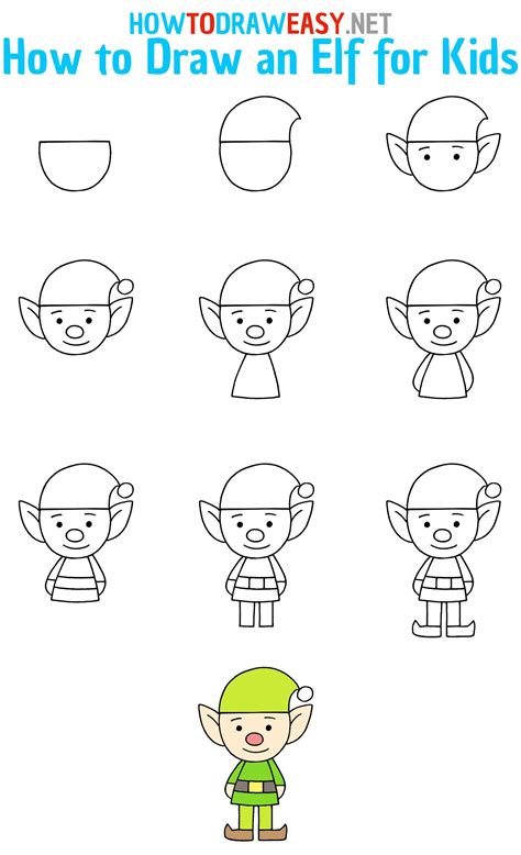 How to Draw an Elf Step by Step | Elf drawings, Christmas drawings for kids, Easy christmas drawings