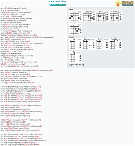 Chord: Gone Gone Gone - tab, song lyric, sheet, guitar, ukulele | chords.vip