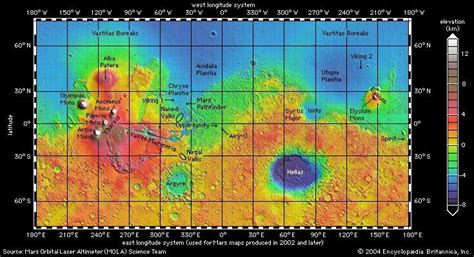 90b. Elevation Map of Mars. | Elevation map, Contouring and highlighting, Basin