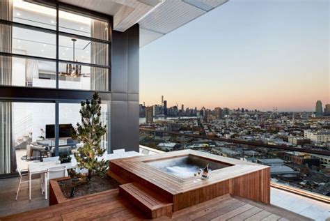 This Balcony With Views Of Brooklyn Was Designed For Outdoor Entertaining | Jacuzzi, Hot tub ...