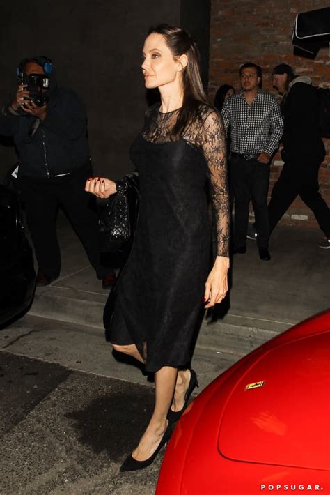 Angelina Jolie Black Lace Dress on Mother's Day | POPSUGAR Fashion