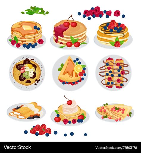 Pancake breakfast sweet homemade food Royalty Free Vector