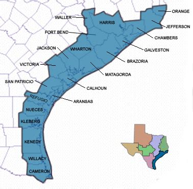 Texas Gulf Coast Map With Cities - Elise Helenka