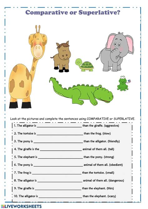 Live Worksheets Comparatives And Superlatives