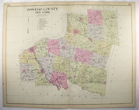 Large Vintage Map Oswego County NY Map New York County 1912 | Etsy | Ny ...