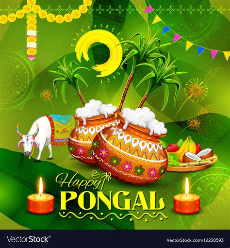 Happy pongal greeting background Royalty Free Vector Image