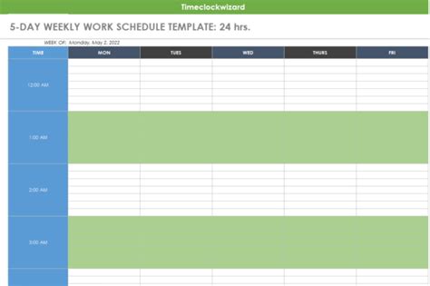 Printable Weekly Employee Schedule Templates - Time Clock Wizard