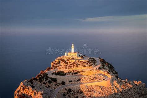 Cap De Formentor Lighthouse with Golden Light at Sunset, Near Pollenca ...