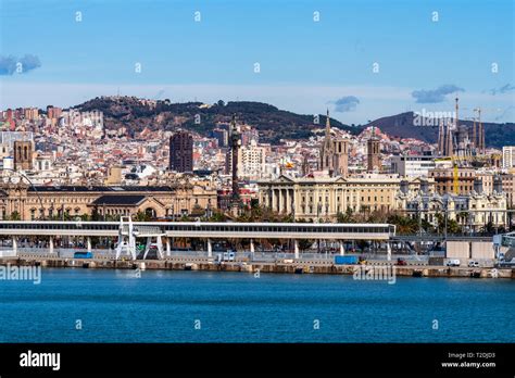 Aerial view of the port and the city of Barcelona Stock Photo - Alamy