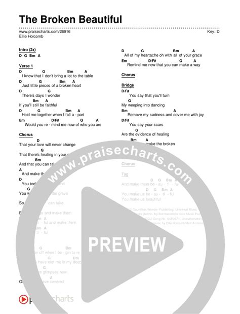 The Broken Beautiful Chords PDF (Ellie Holcomb) - PraiseCharts