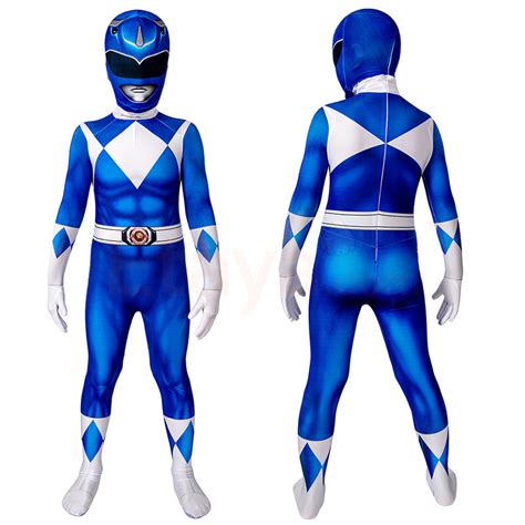 Kids Power Ranger Blue Costume Mighty Morphin Power Rangers Cosplay Suit