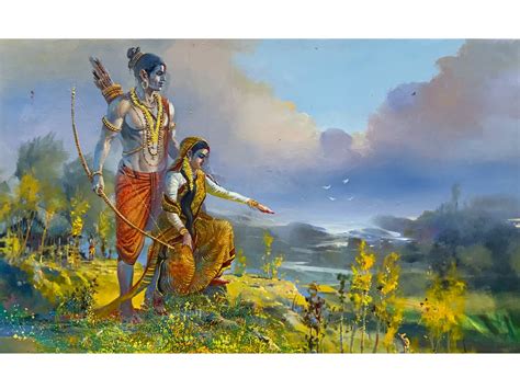 Rama And Sita In Vanvas | Acrylic Painting On Canvas | By Bijay Biswaal ...