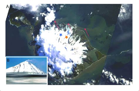 | Landsat 8 satellite image of Heard Island (A) with image of Mawson... | Download Scientific ...