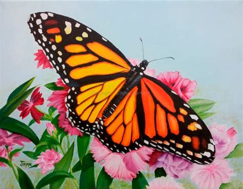 Jimmie's Art: Monarch Butterfly Oil Painting, Finished