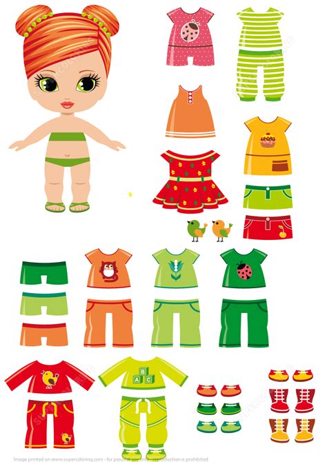 Girl Paper Doll with Summer Clothes | Free Printable Papercraft Templates