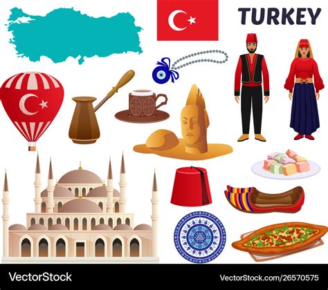 Turkey culture travel set Royalty Free Vector Image