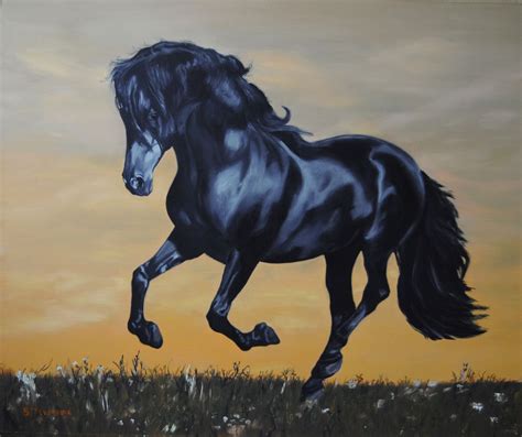 Running horse, Black horse painting, Canvas pain | Artfinder