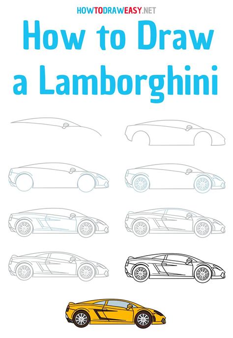 How to Draw a Lamborghini Step by Step | Zeichnen lernen, Zeichnen, Skizzen