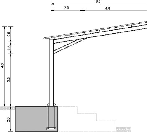 Global dimensions of the cantilever roof structure. | Download ...