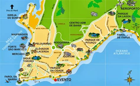 Mapa turistico de Salvador de Bahia - Turismo Brasil