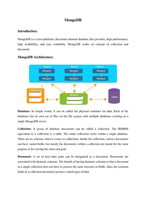 Mongo DB - MongoDB Introduction: MongoDB is a cross-platform, document ...