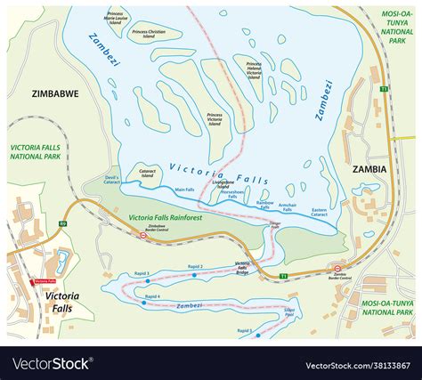 Victoria Falls Zambezi River Map