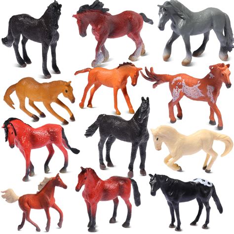 Buy 12 Pieces Horse Foal Toy Figures Realistic Horse Toy Miniature ...