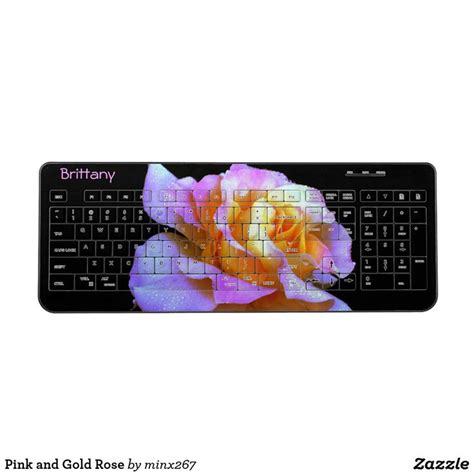 Pink and Gold Rose Wireless Keyboard *Personalize It* | Turquoise gift ...