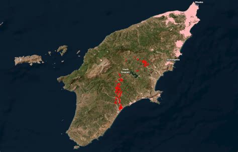 Where are the fires in Rhodes? Map of Greece wildfires as satellite images show devastation of ...