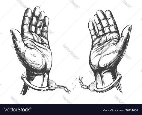 Hands break chain handcuffs a symbol Royalty Free Vector