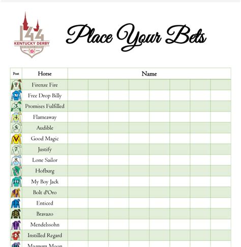 Derby Party Betting Printables - The Well Dressed Table