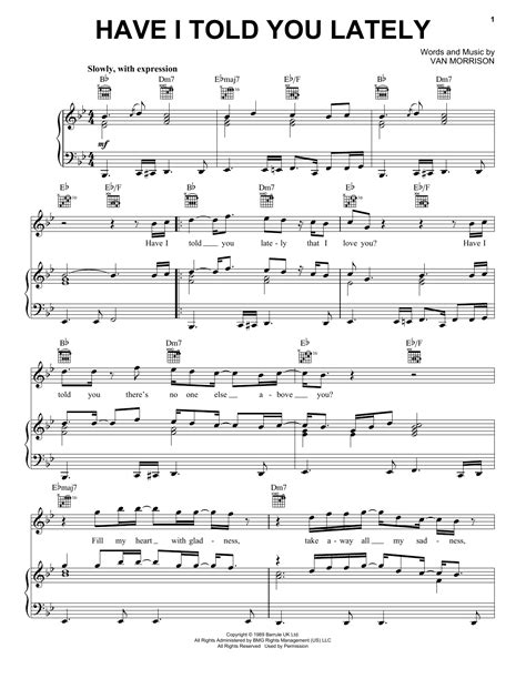 Have I Told You Lately sheet music by Van Morrison (Piano, Vocal & Guitar (Right-Hand Melody ...