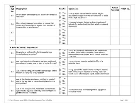 Fire risk assessment checklist in Word and Pdf formats - page 8 of 16