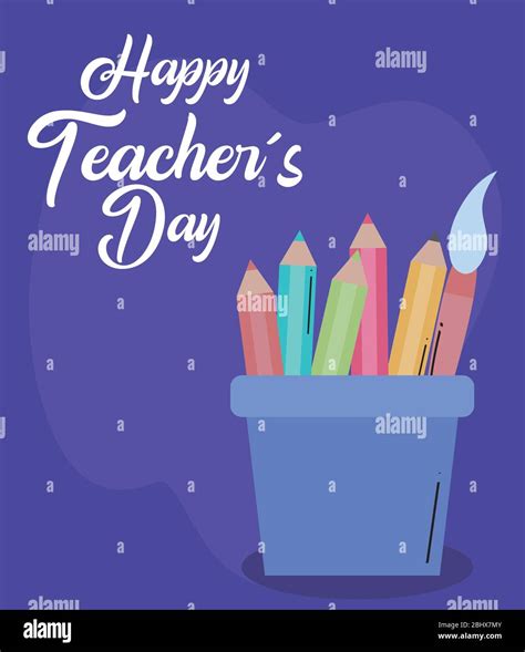 cute greeting card happy teacher day vector illustration design Stock ...